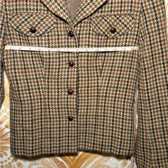 Vintage Hugo Buscati Milano Women's Houndstooth Jacket - Brown Small - Picture 7 of 9